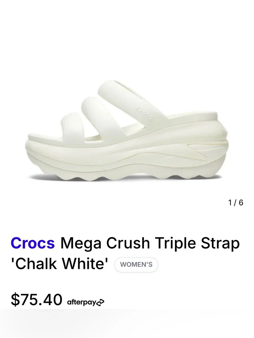 CROCS Mega Crush Triple-Strap Platform Slide - White